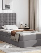 vidaXL Легло с място за съхранение и LED Сив 90 x 190 cm Изкуствена