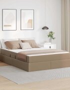 vidaXL Легло с място за съхранение и матрак 2 бр. Капучино Кожа