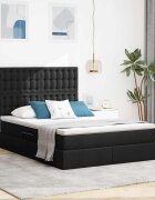 vidaXL Легло с място за съхранение и матрак Черно 140 x 190 cm текстил