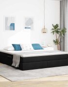 vidaXL Легло с място за съхранение и матрак Черно 160 x 200 cm