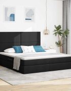 vidaXL Легло с място за съхранение и матрак Черно 160 x 200 cm текстил