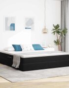 vidaXL Легло с място за съхранение и матрак Черно 180 x 200 cm Кадифе