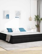 vidaXL Легло с място за съхранение и матрак Черно 200 x 200 cm