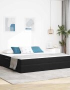 vidaXL Легло с място за съхранение и матрак Черно 200 x 200 cm Кадифе