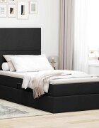 vidaXL Легло с място за съхранение и матрак Черно 90 x 190 cm текстил