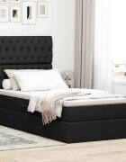 vidaXL Легло с място за съхранение и матрак Черно 90 x 200 cm текстил