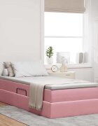 vidaXL Легло с място за съхранение и матрак Розово 100 x 200 cm Кадифе