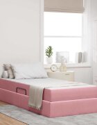 vidaXL Легло с място за съхранение и матрак Розово 90 x 190 cm Кадифе