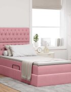 vidaXL Легло с място за съхранение и матрак Розово 90 x 200 cm Кадифе