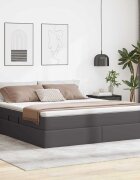 vidaXL Легло с място за съхранение и матрак с матрак Сив 160 x 200 cm