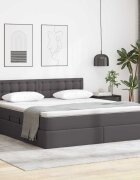 vidaXL Легло с място за съхранение и матрак с таблото Сив 180 x 200 cm