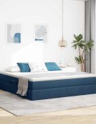vidaXL Легло с място за съхранение и матрак Синьо 160 x 200 cm