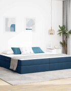 vidaXL Легло с място за съхранение и матрак Синьо 200 x 200 cm
