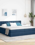 vidaXL Легло с място за съхранение и матрак Синьо 200 x 200 cm Кадифе