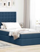 vidaXL Легло с място за съхранение и матрак Синьо 90 x 190 cm текстил