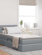 vidaXL Легло с място за съхранение и матрак Светлосиво 100 x 200 cm