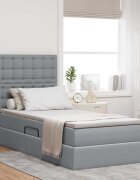 vidaXL Легло с място за съхранение и матрак Светлосиво 90 x 200 cm