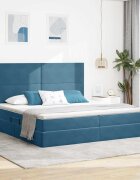 vidaXL Легло с място за съхранение и матрак Тъмен син 200 x 200 cm