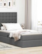 vidaXL Легло с място за съхранение и матрак Тъмен сив 100 x 200 cm