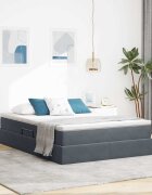 vidaXL Легло с място за съхранение и матрак Тъмен сив 140 x 190 cm