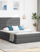 vidaXL Легло с място за съхранение и матрак Тъмен сив 140 x 190 cm