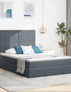 vidaXL Легло с място за съхранение и матрак Тъмен сив 140 x 190 cm