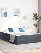 vidaXL Легло с място за съхранение и матрак Тъмен сив 140 x 190 cm