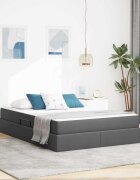 vidaXL Легло с място за съхранение и матрак Тъмен сив 140 x 200 cm
