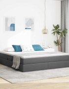 vidaXL Легло с място за съхранение и матрак Тъмен сив 160 x 200 cm