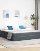 vidaXL Легло с място за съхранение и матрак Тъмен сив 160 x 200 cm