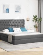 vidaXL Легло с място за съхранение и матрак Тъмен сив 160 x 200 cm