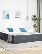 vidaXL Легло с място за съхранение и матрак Тъмен сив 160 x 200 cm