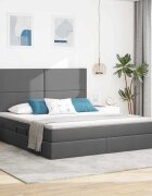 vidaXL Легло с място за съхранение и матрак Тъмен сив 160 x 200 cm