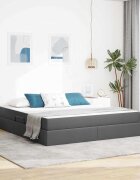 vidaXL Легло с място за съхранение и матрак Тъмен сив 180 x 200 cm