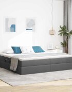 vidaXL Легло с място за съхранение и матрак Тъмен сив 200 x 200 cm
