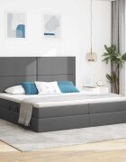 vidaXL Легло с място за съхранение и матрак Тъмен сив 200 x 200 cm