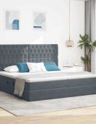 vidaXL Легло с място за съхранение и матрак Тъмен сив 200 x 200 cm