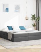 vidaXL Легло с място за съхранение и матрак Тъмен сив 200 x 200 cm