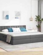 vidaXL Легло с място за съхранение и матрак Тъмен сив 200 x 200 cm