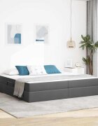 vidaXL Легло с място за съхранение и матрак Тъмен сив 200 x 200 cm
