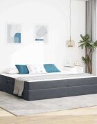 vidaXL Легло с място за съхранение и матрак Тъмен сив 200 x 200 cm
