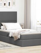 vidaXL Легло с място за съхранение и матрак Тъмен сив 90 x 190 cm