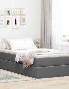 vidaXL Легло с място за съхранение и матрак Тъмен сив 90 x 200 cm