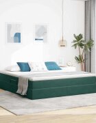 vidaXL Легло с място за съхранение и матрак Тъмен зелен 160 x 200 cm