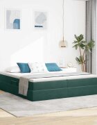 vidaXL Легло с място за съхранение и матрак Тъмен зелен 180 x 200 cm