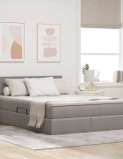 vidaXL Легло с място за съхранение и матрак Таупе 140 x 200 cm Кадифе