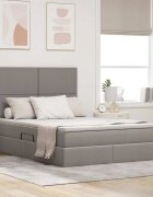 vidaXL Легло с място за съхранение и матрак Таупе 140 x 200 cm текстил