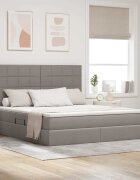 vidaXL Легло с място за съхранение и матрак Таупе 180 x 200 cm текстил