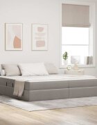vidaXL Легло с място за съхранение и матрак Таупе 200 x 200 cm