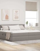 vidaXL Легло с място за съхранение и матрак Таупе 200 x 200 cm Кадифе